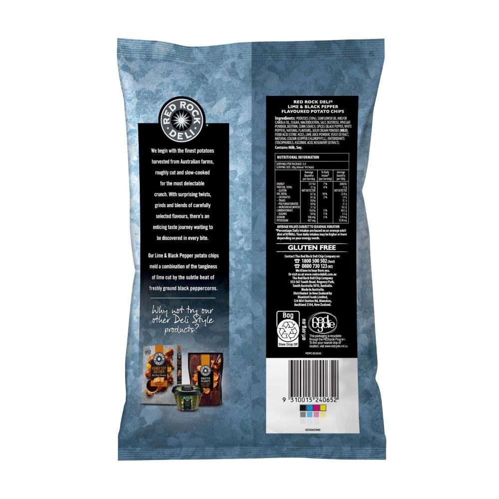 Red Rock Deli Potato Chips Lime & Pepper | 165g