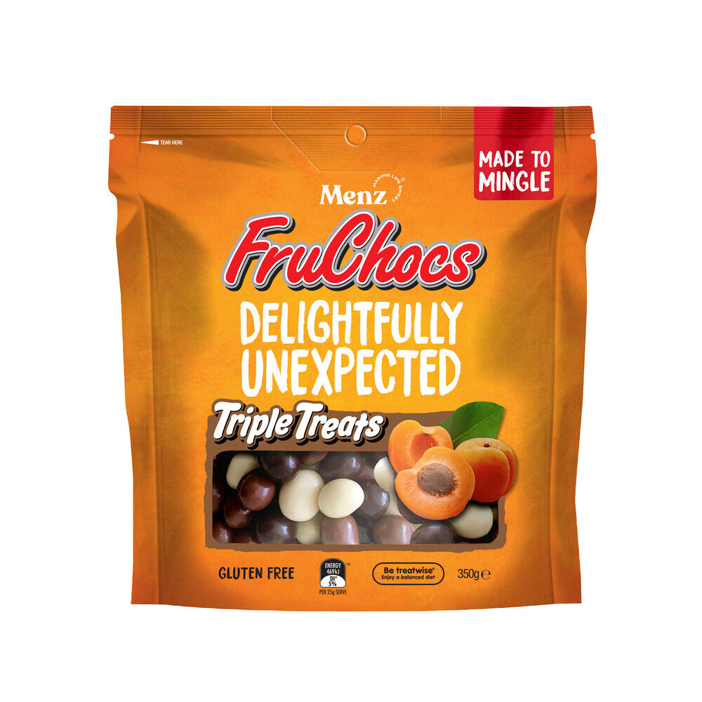 Menz FruChocs Triple Treats with Milk, Dark, and White Chocolate | 350g
