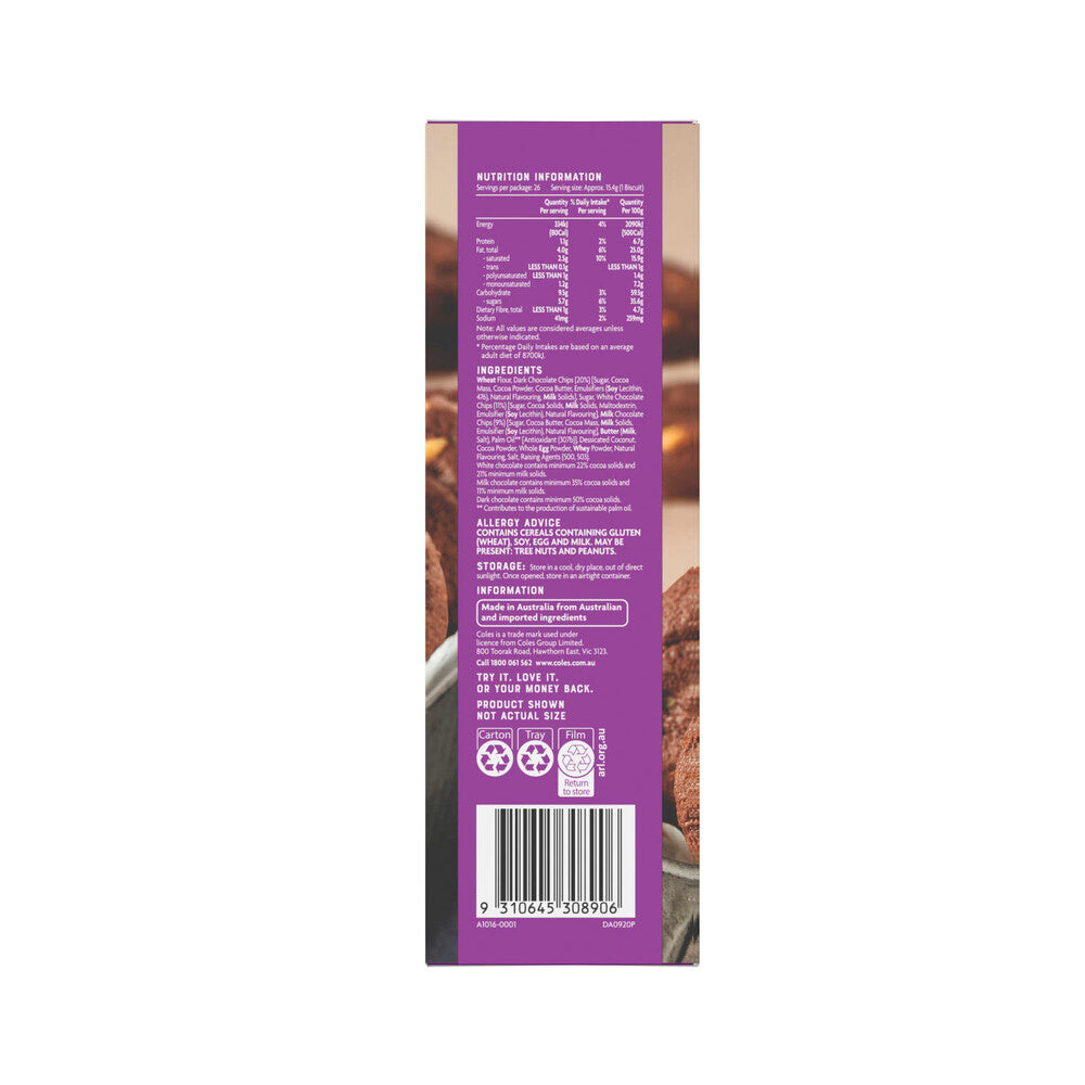 Coles Ultimate Triple Chocolate Chip Cookies with 40% Real Chocolate | 400g