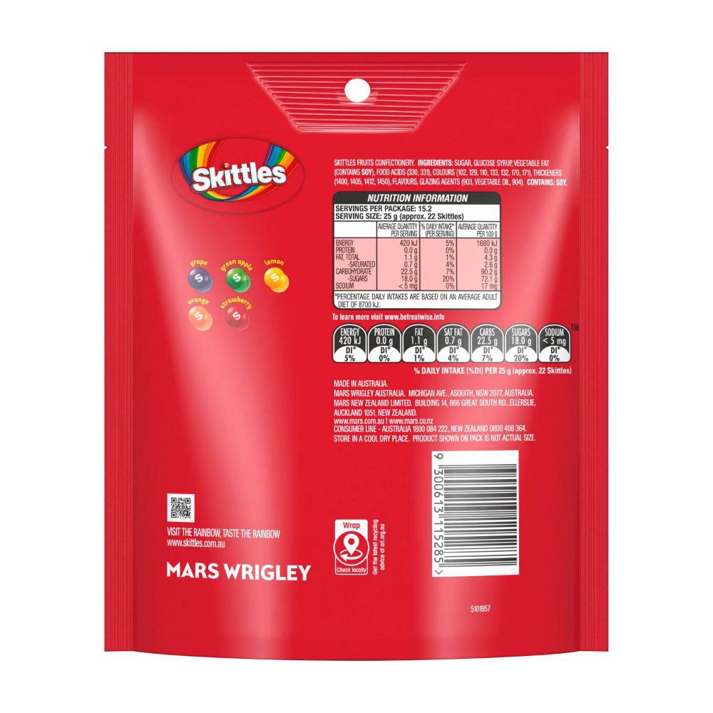 Skittles Fruits – Chewy Candy Share Bag (380g)