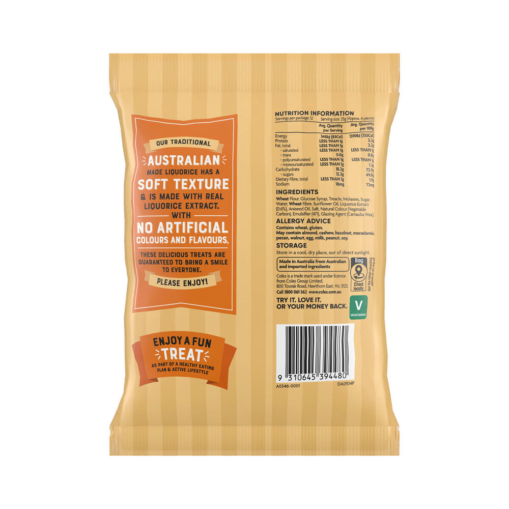 Coles Traditional Soft Liquorice | Australian Licorice 300g