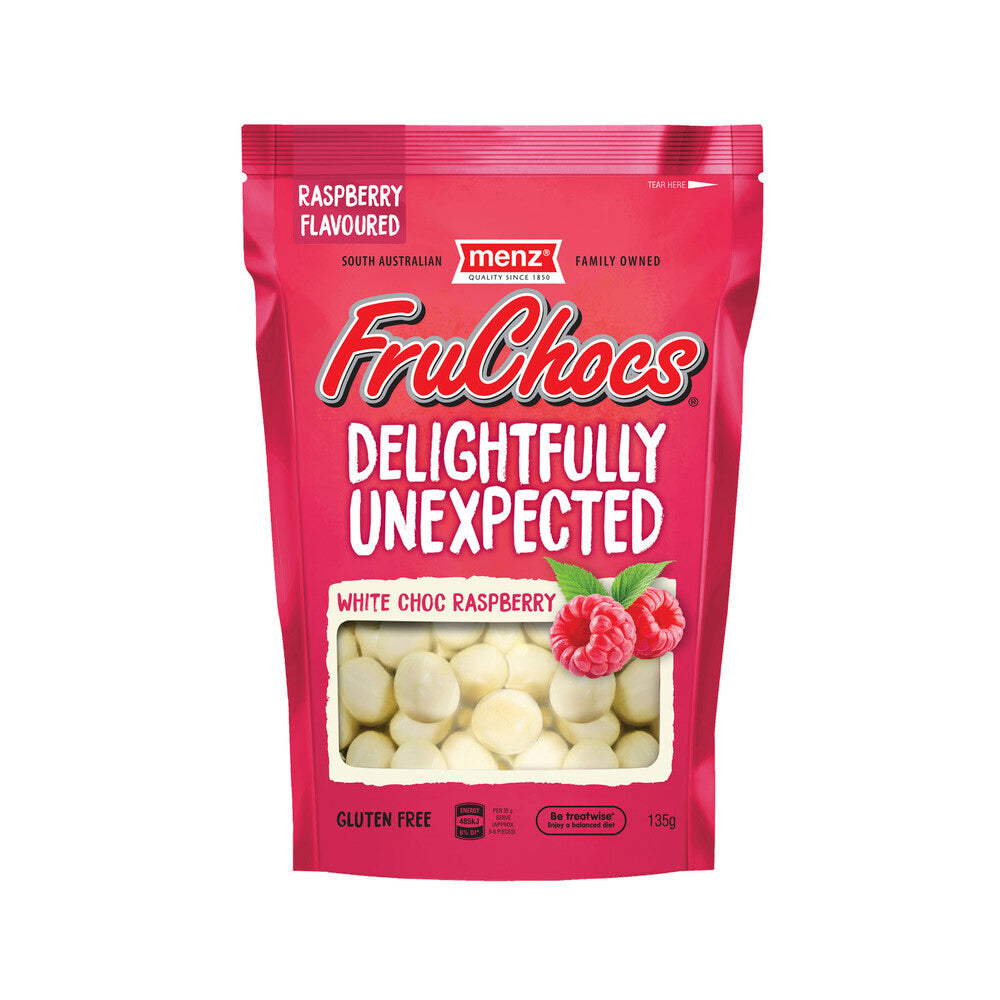 Menz FruChocs White Choc Raspberry | 135g