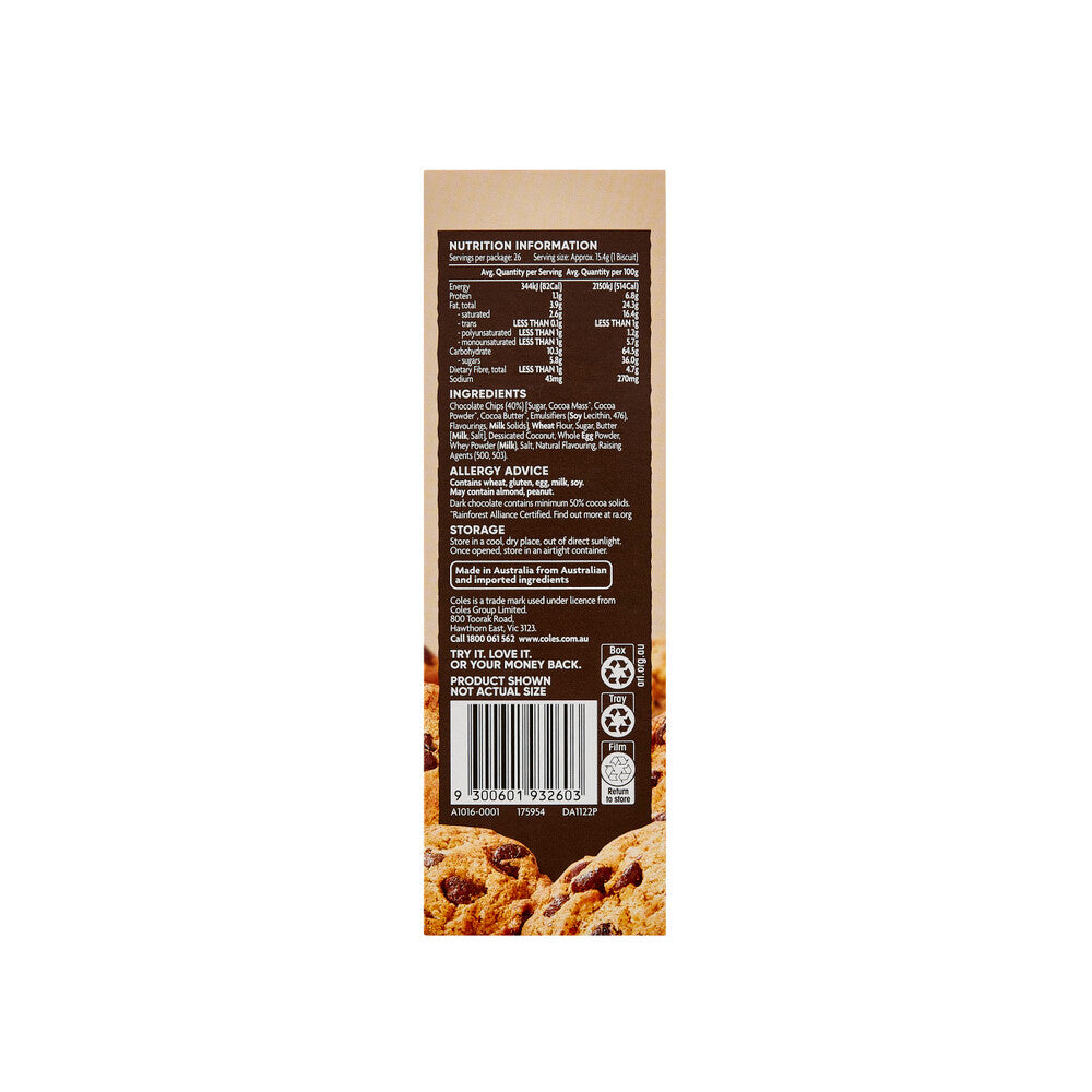 Coles Ultimate Chocolate Chip Cookies with 40% Real Chocolate | 400g