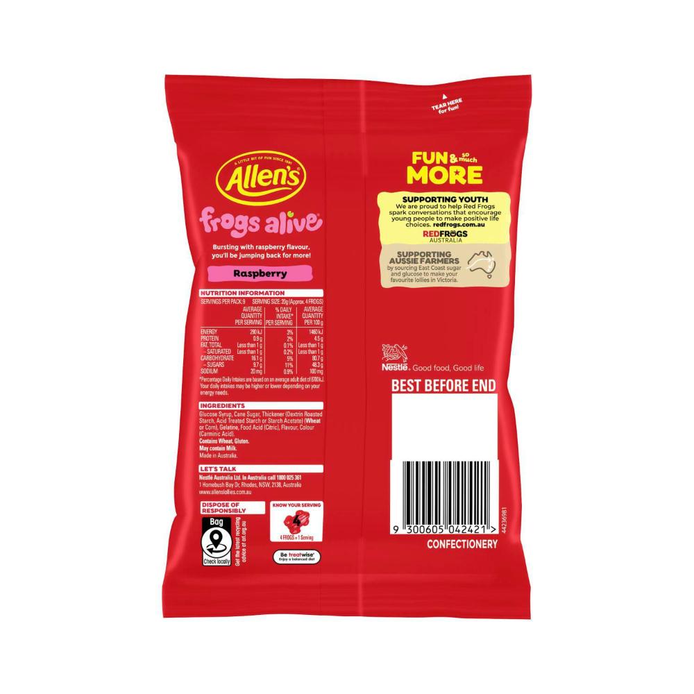 Allen's Frogs Alive Bag | Gummy Red Frog Lollies (190g)