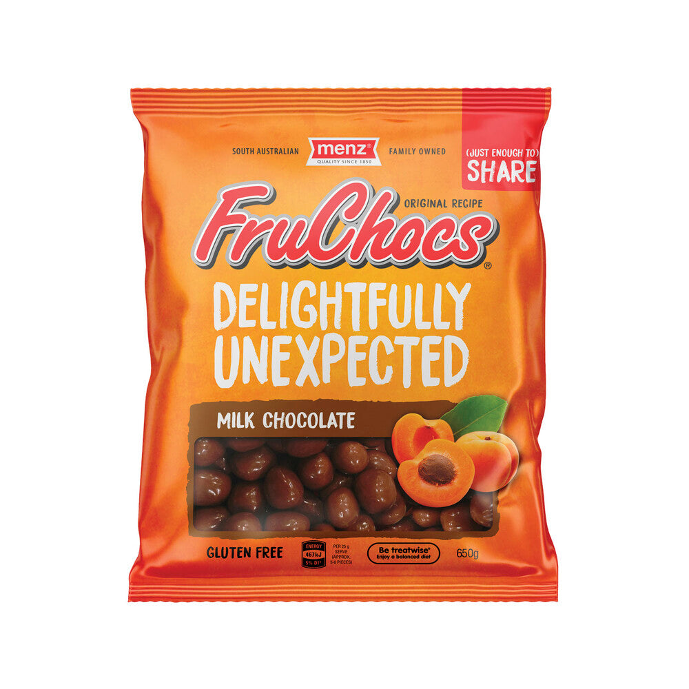 Menz FruChocs | Milk Chocolate Fruit Chocs with Apricot & Peach | 650g