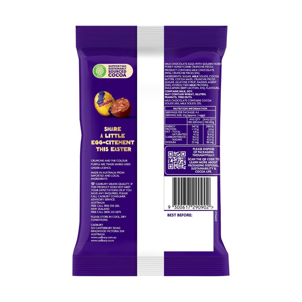 Cadbury Crunchie Mini Eggs Bag | Honeycomb Chocolate Easter Eggs | 110g