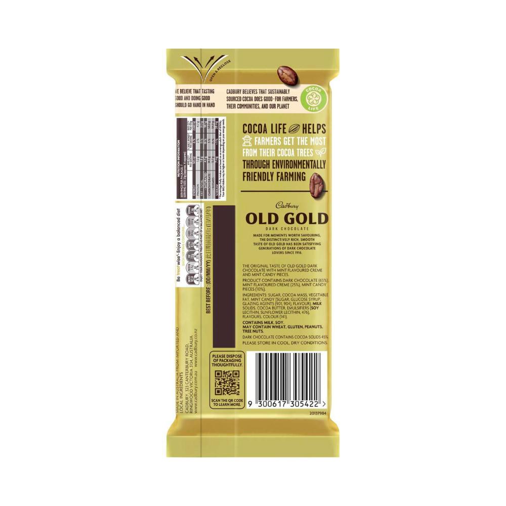 Cadbury Old Gold Slices Mint Creme Dark Chocolate Block | 170g