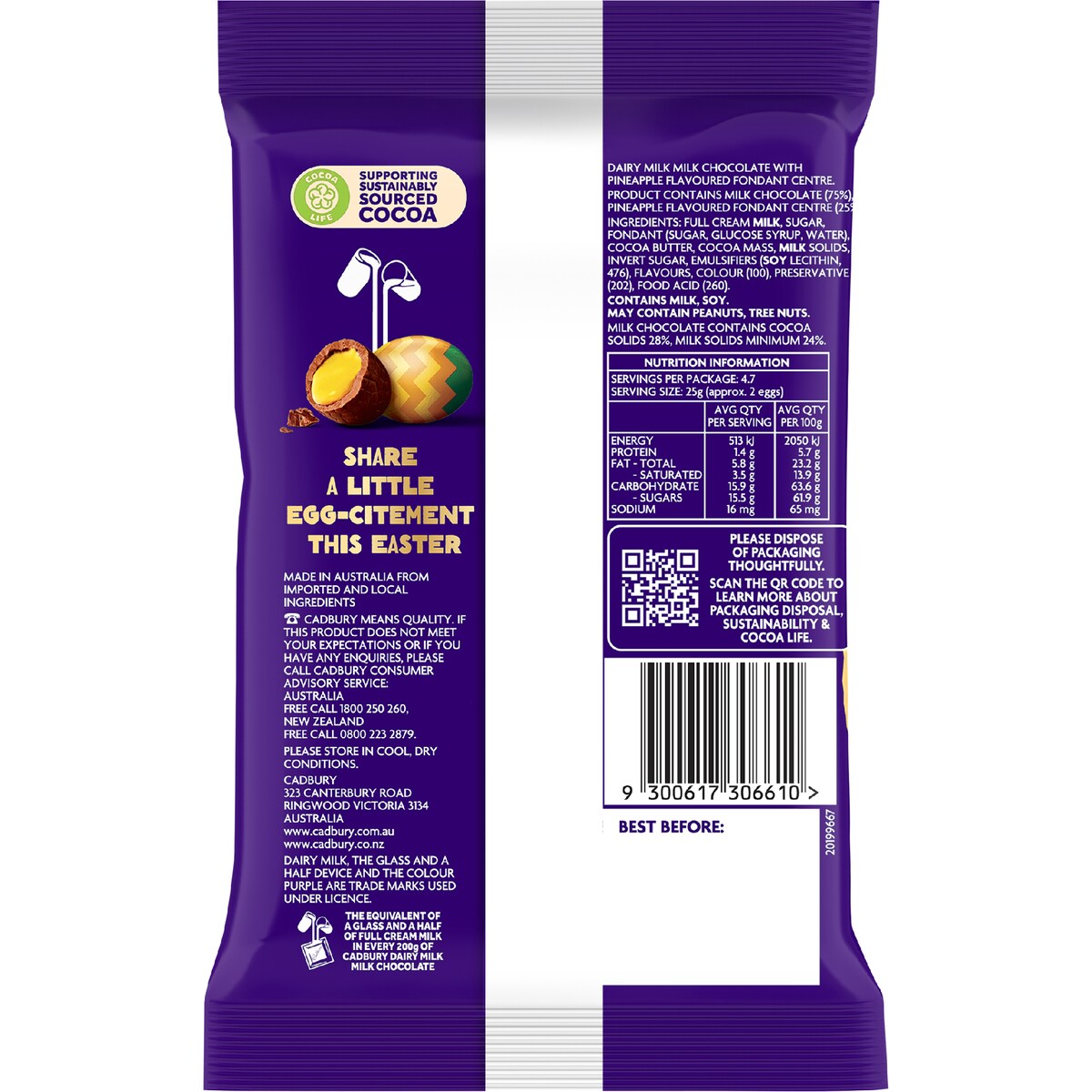 Cadbury Tropical Pineapple Easter Eggs | Filled Chocolate Eggs | 118g
