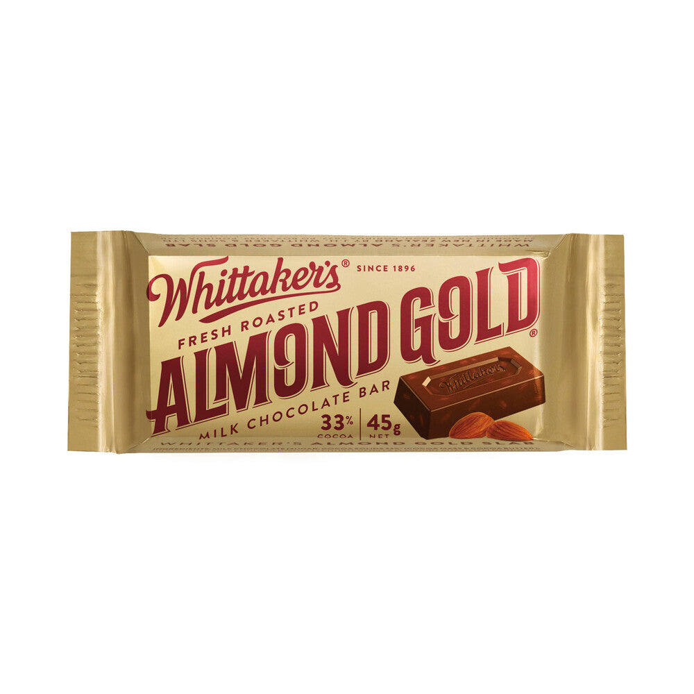 Whittaker's Fresh Roasted Almond Gold Milk Chocolate Bar | 45g
