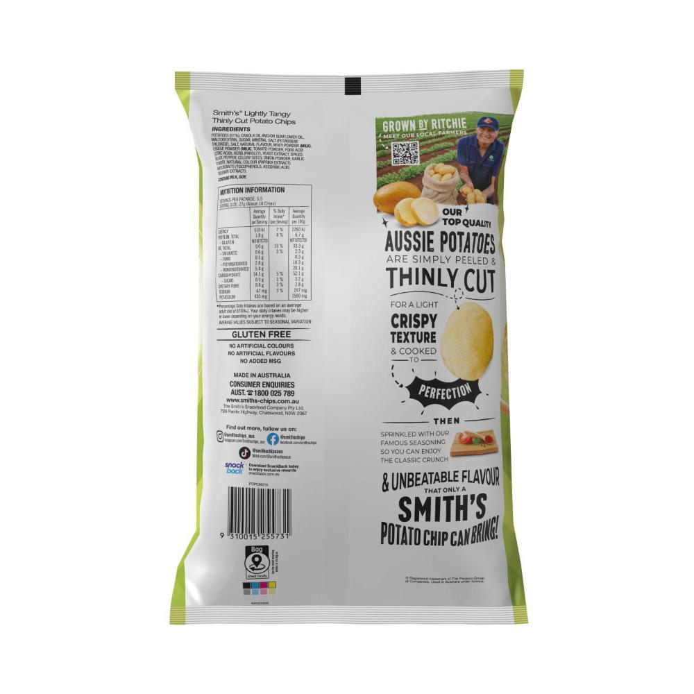 Smith's Thinly Cut Lightly Tangy Chips Share Pack | 175g