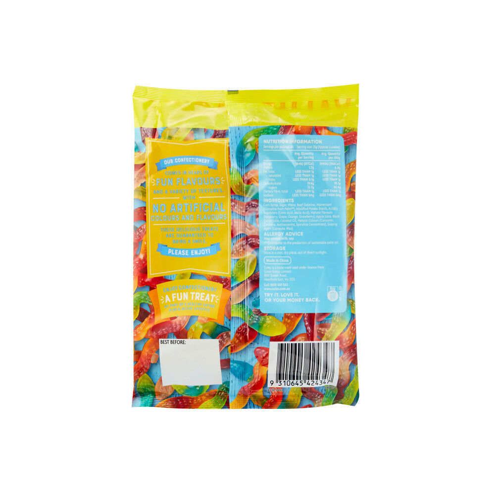 Coles Snakes Value Pack | Colorful Chewy Gummies (650g)