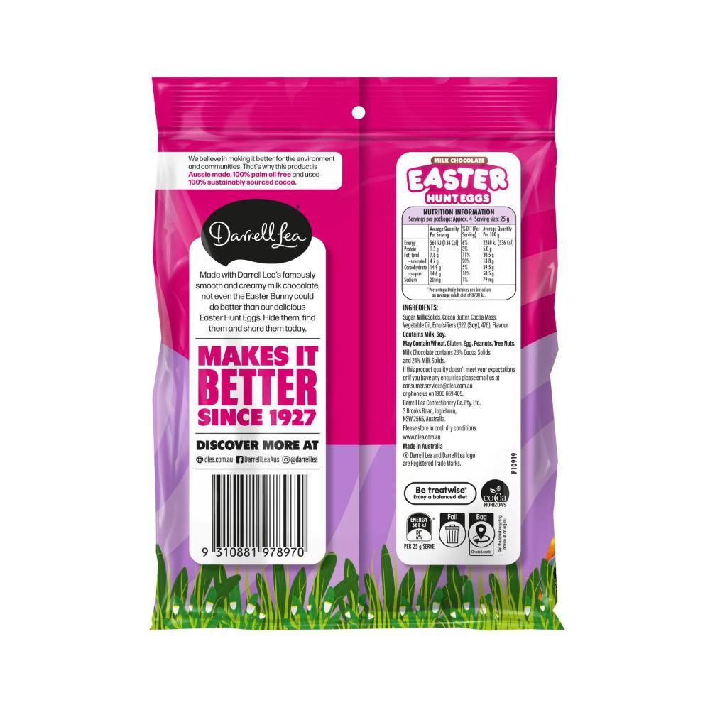Darrell Lea Milk Chocolate Easter Hunt Eggs | Foiled Hunting Eggs | 110g