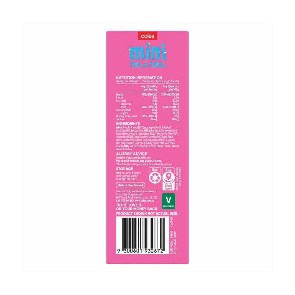 Coles Mini 100s & 1000s Iced Biscuits with Sprinkles | 200g