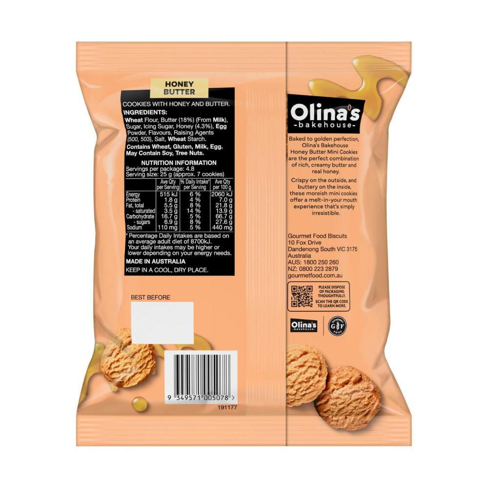 Olina's Bakehouse Mini Cookies Honey Butter | 120g