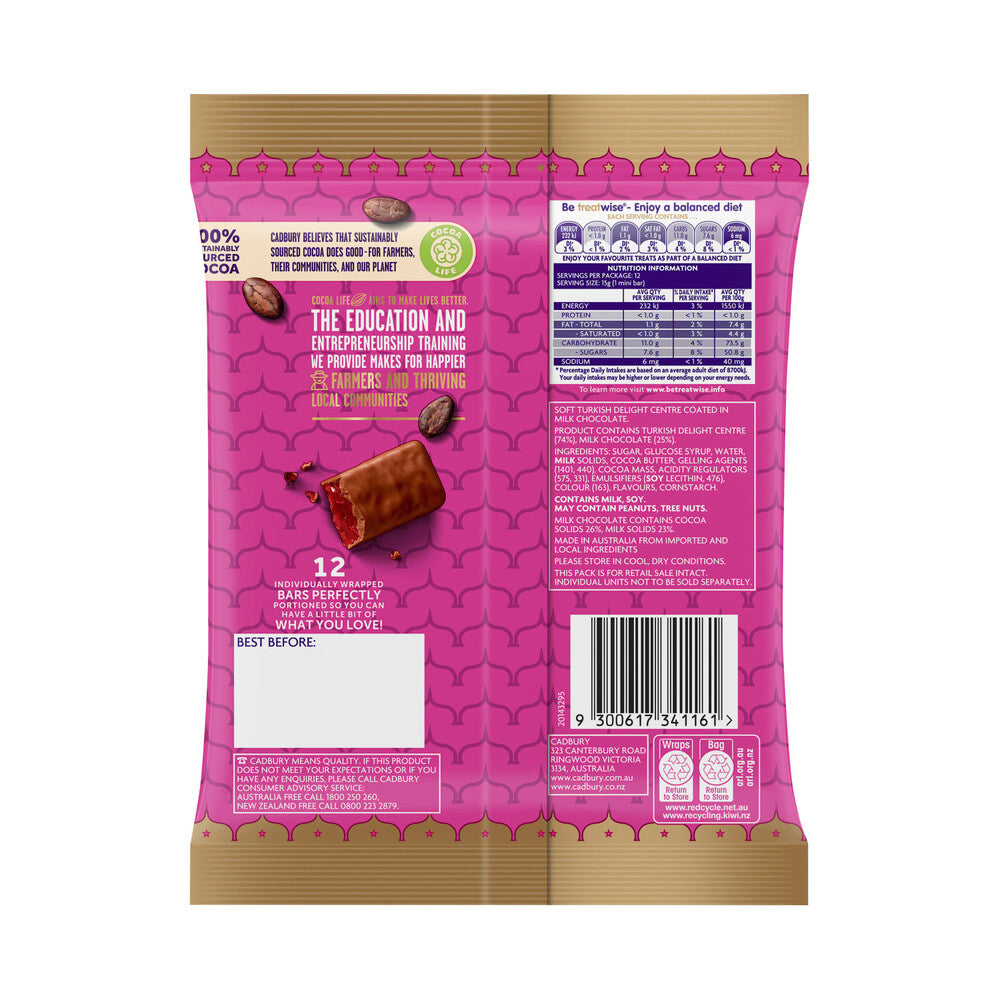 Cadbury Fry's Turkish Delight Chocolate Sharepack 12 Pack | 180g
