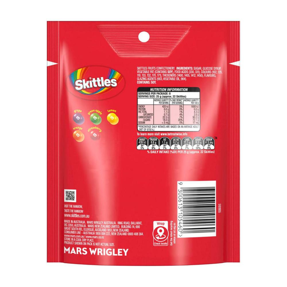 Skittles Fruits Chewy Lollies Party Share Bag | 200g