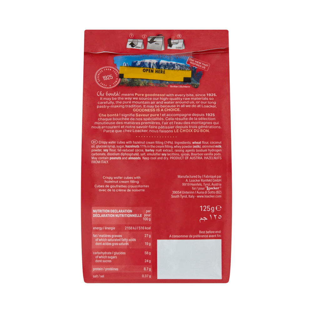 Loacker Quadratini Napolitaner Bite Size Hazelnut Wafers | 125g