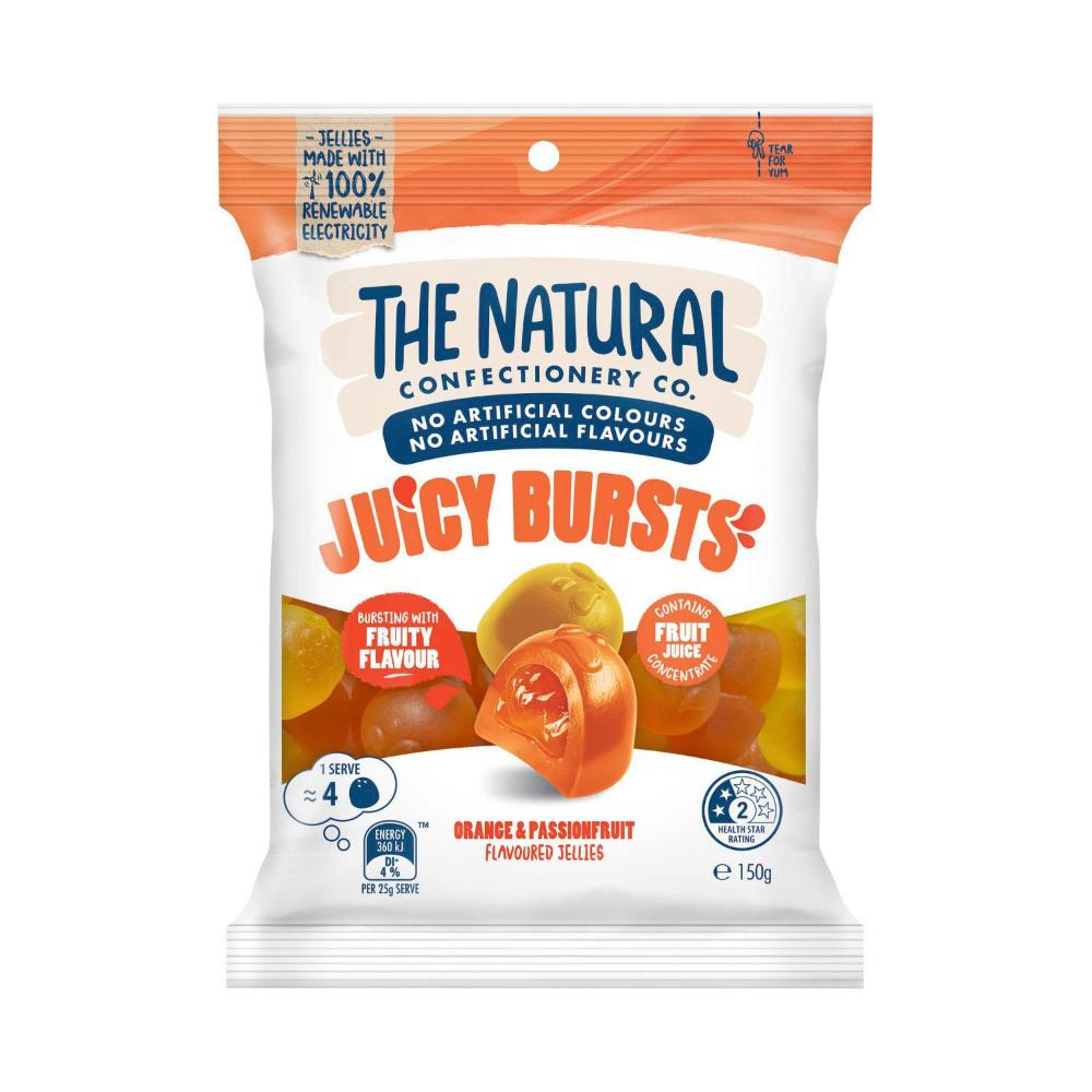 The Natural Confect Co. Juicy Bursts Orange And Passionfruit – Filled Fruit Gummies | 150g