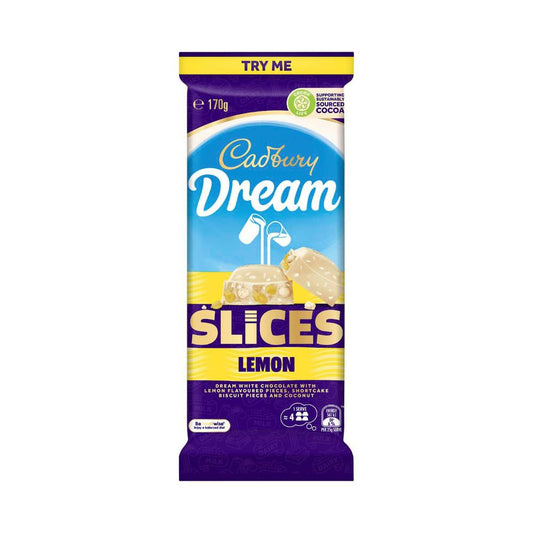Cadbury Dream Slices Lemon | Lemon Slice White Chocolate Block | 170g