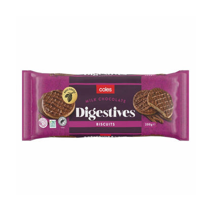 Coles Milk Chocolate Digestives Biscuits | 200g