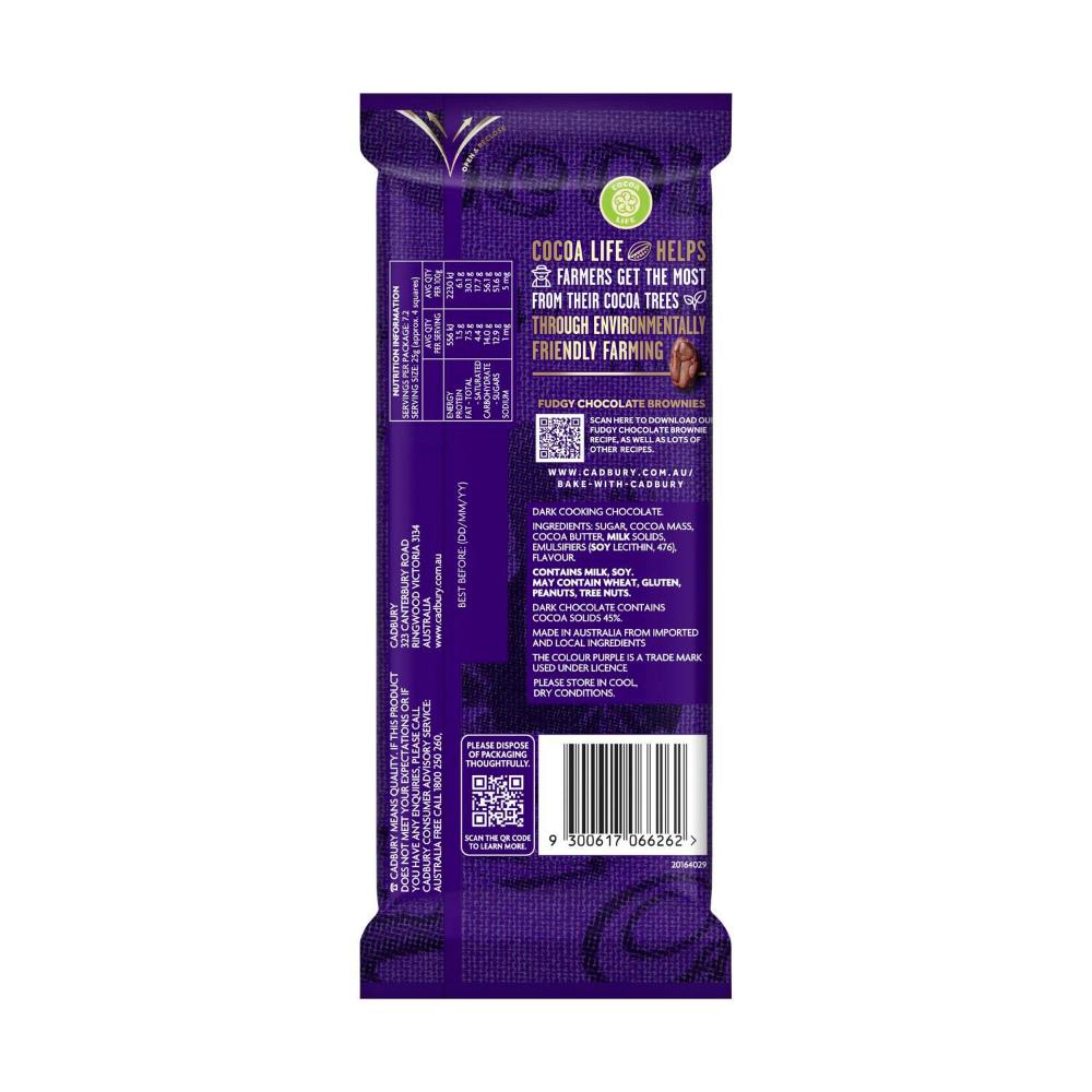 Cadbury Baking Chocolate Dark 45% Cocoa | 180g