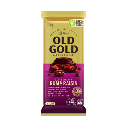 Cadbury Old Gold Old Jamaica Rum and Raisin Dark Chocolate Block | 180g
