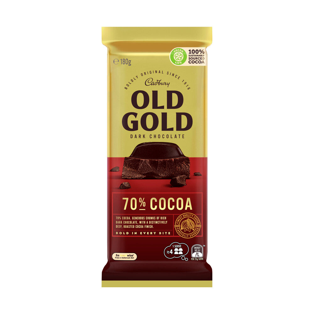 Cadbury Old Gold 70% Cocoa Dark Chocolate Block | 180g