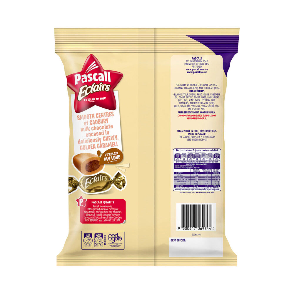 Cadbury Pascall Chocolate Eclairs – Caramel & Chocolate Chews (300g)