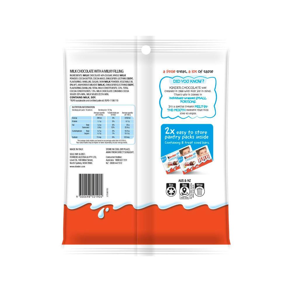 Kinder Chocolate | 16 Pack Share Bag | 200g