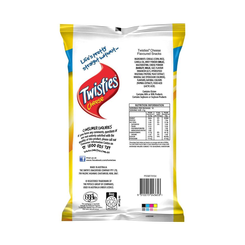 Twisties Cheese Chips | Party Size Bag Sharepack | 270g