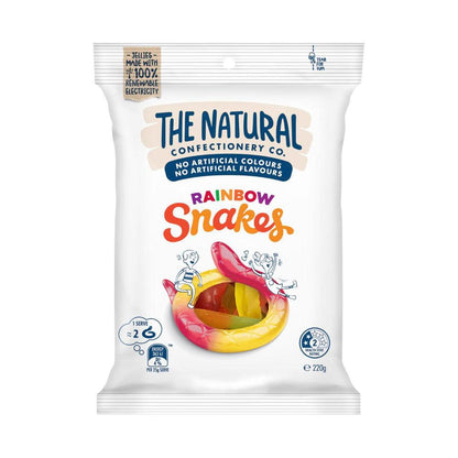 The Natural Confectionery Co. Rainbow Snakes Lollies – Fruity Gummy Candy | 220g