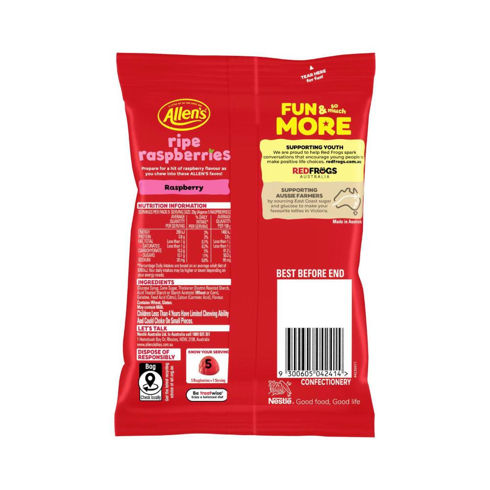 Allen's Ripe Raspberries Lolly Bag | 190g