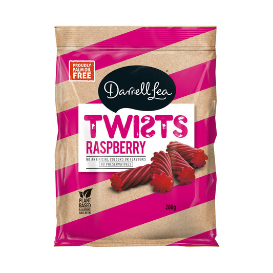 Darrell Lea Raspberry Twists – Soft Chewy Raspberry Candy | 280g