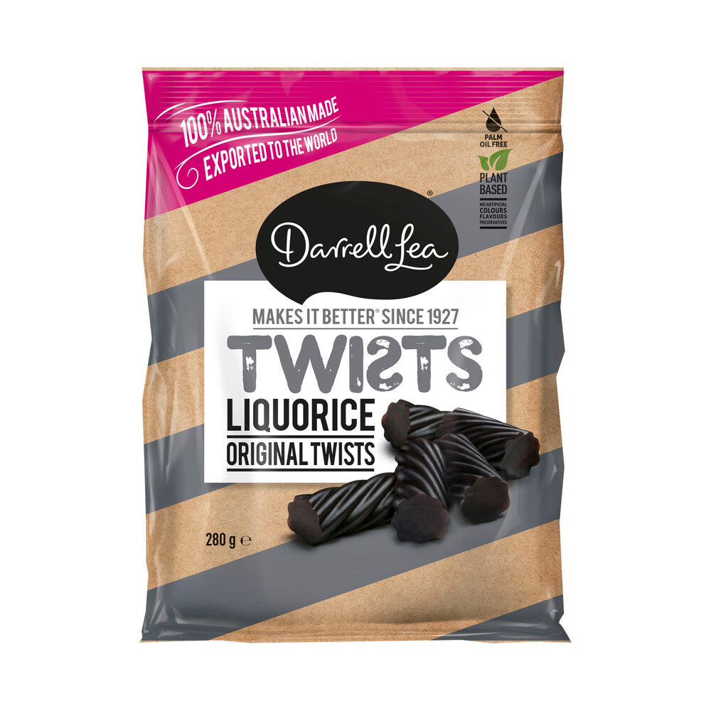 Darrell Lea Liquorice Twists – Soft Black Licorice | 280g