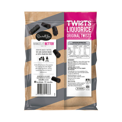 Darrell Lea Liquorice Twists – Soft Black Licorice | 280g