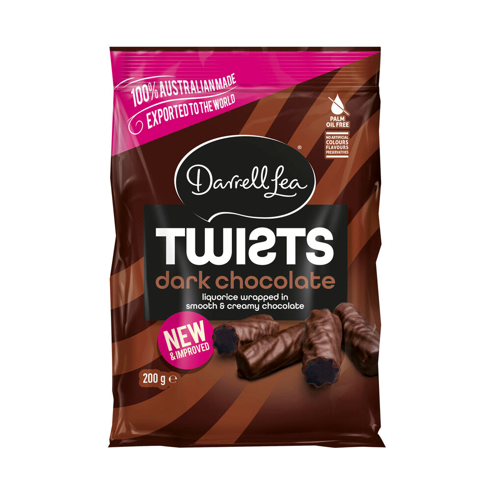 Darrell Lea Twists Dark Chocolate Liquorice (Licorice) | 200g