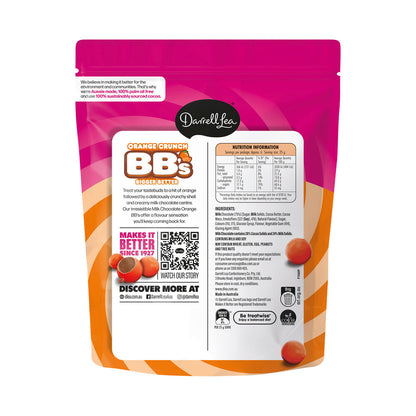 Darrell Lea Orange Crunch BB's | Milk Chocolate Balls with Orange Shell | 168g