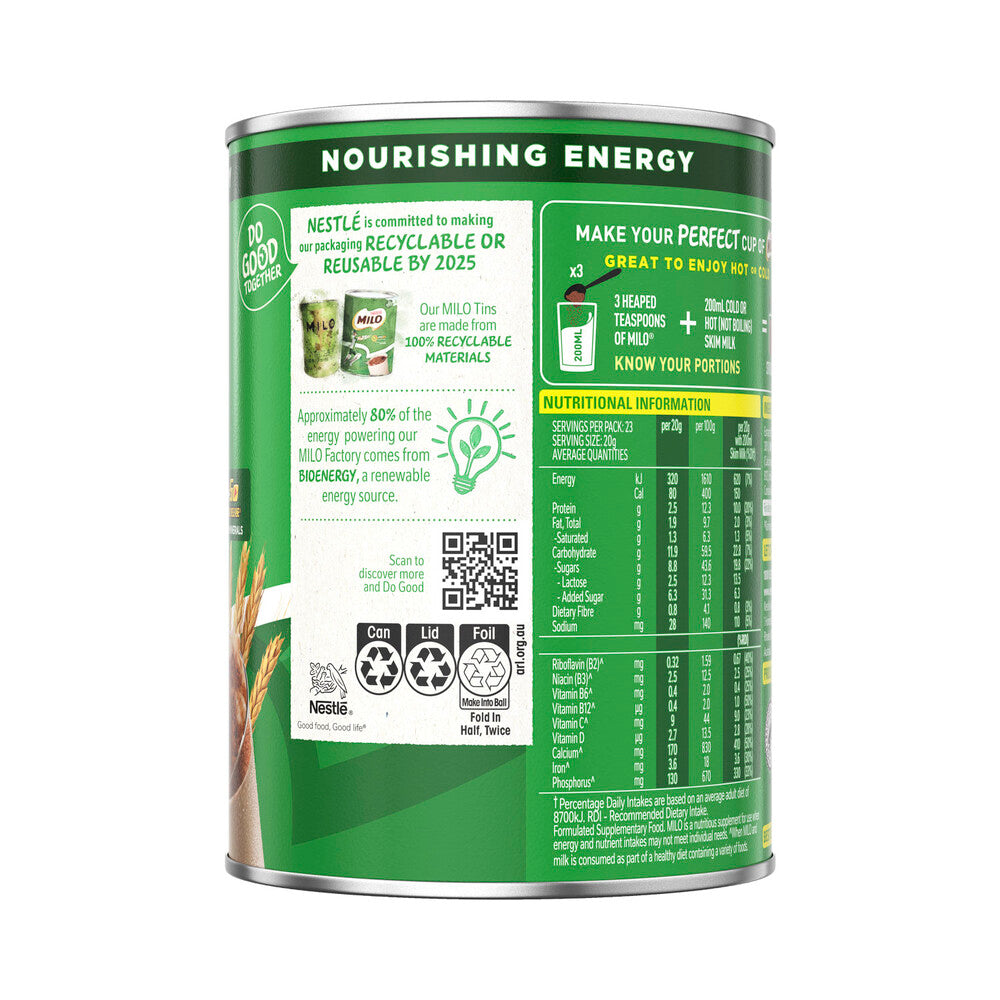 Milo Chocolate Malt Powder | Hot or Cold Drink | 460g