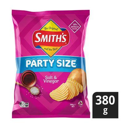 Smith's Crinkle Cut Potato Chips Party Bag Salt & Vinegar | 380g