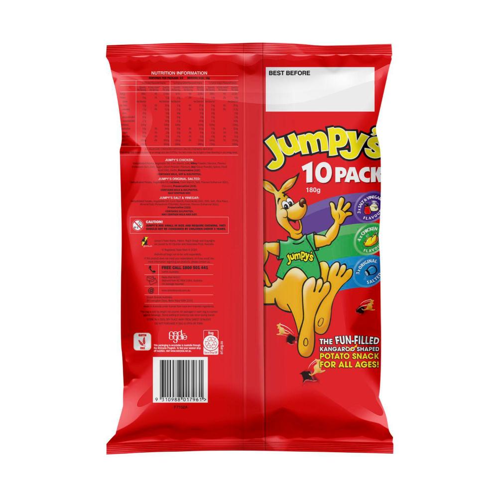 Jumpy's 3D Kangaroo-Shaped Chips | Variety Flavored Multipack 10 Bags | 180g