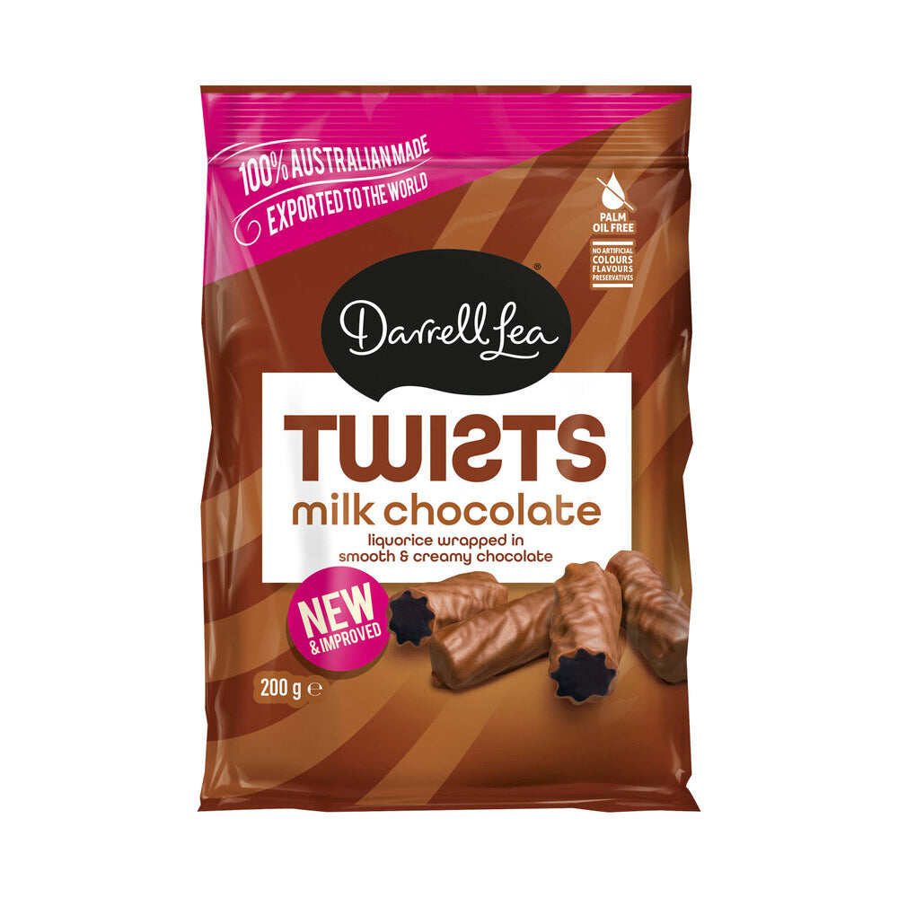 Darrell Lea Twists Milk Chocolate Liquorice – Chocolate-Covered Licorice | 200g