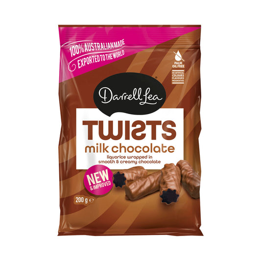 Darrell Lea Twists Milk Chocolate Liquorice – Chocolate-Covered Licorice | 200g