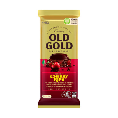 Cadbury Old Gold Cherry Ripe Dark Chocolate Block | 180g