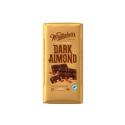 Whittaker's Dark Almond 62% Dark Chocolate Block | 200g