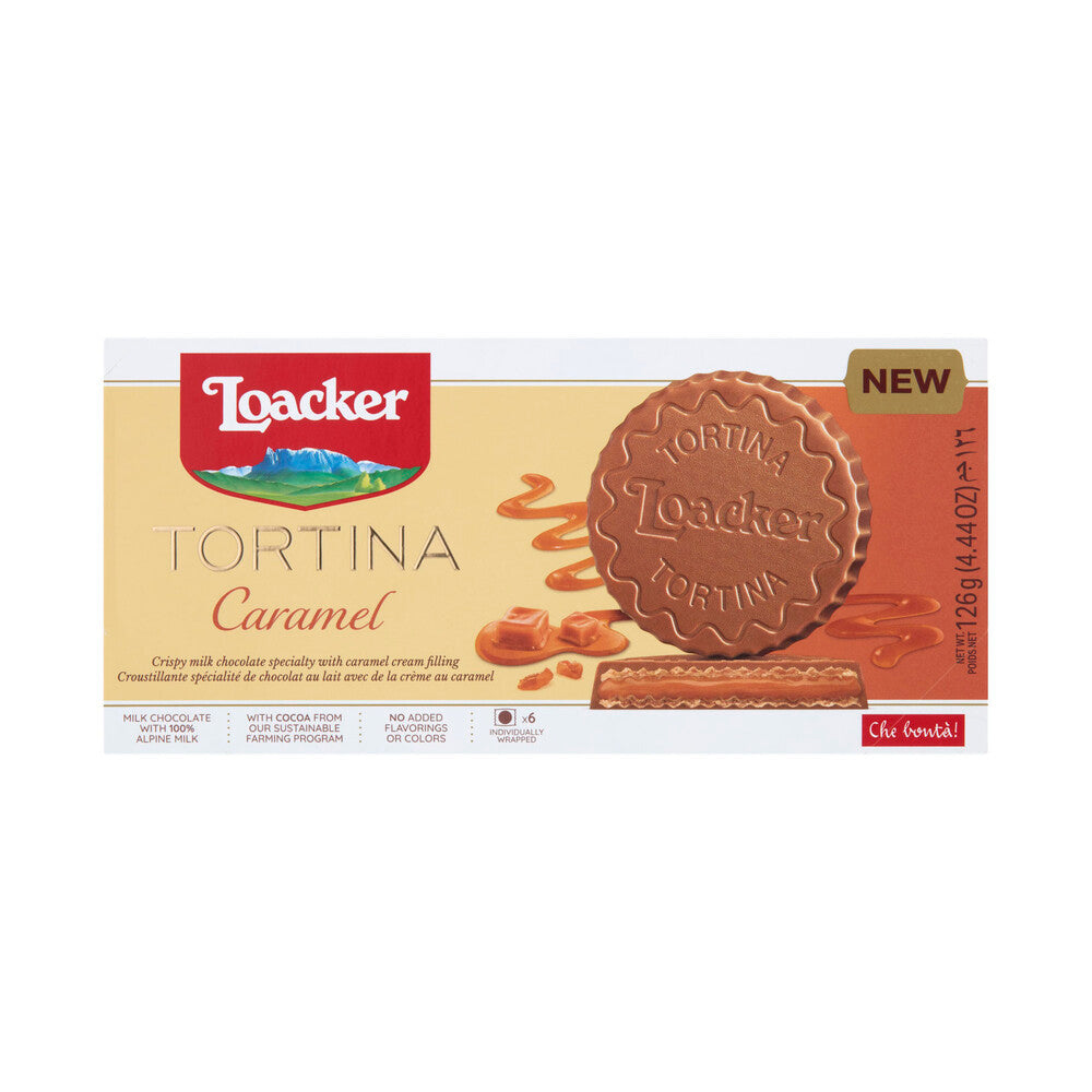 Loacker Tortina Caramel Chocolate Wafer Biscuits | 126g
