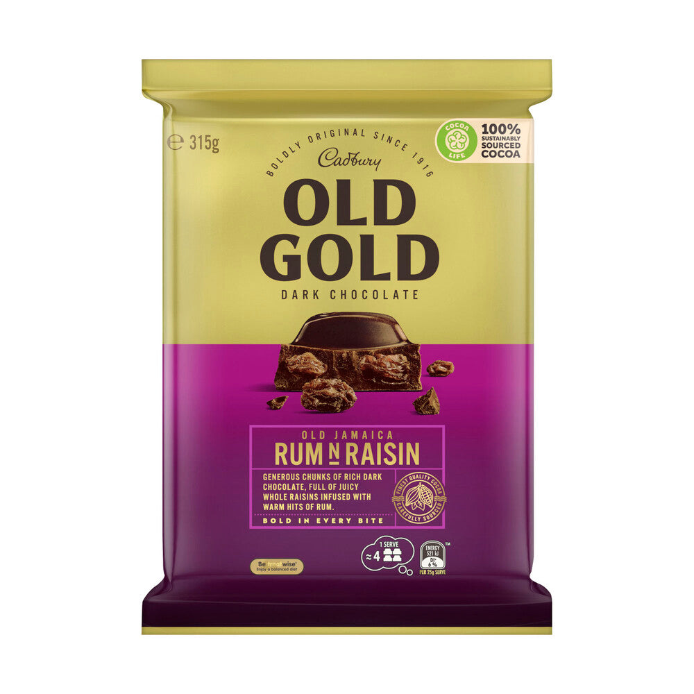 Cadbury Old Gold Rum & Raisin Dark Chocolate Block | 315g