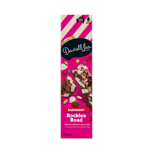 Darrell Lea Raspberry Rocklea Road Slab | Milk Chocolate Rocky Road | 145g