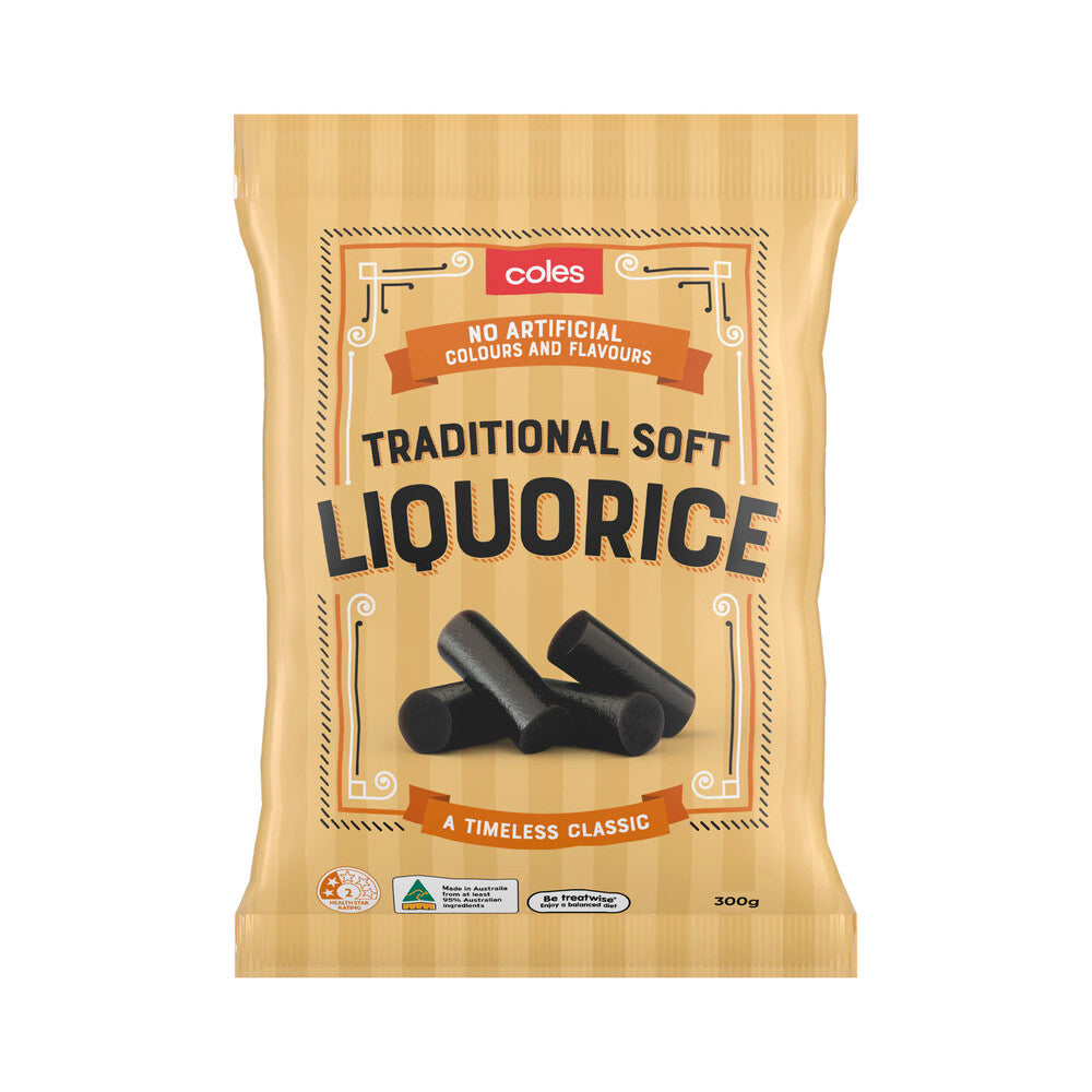 Coles Traditional Soft Liquorice | Australian Licorice 300g