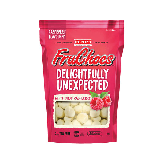 Menz FruChocs White Choc Raspberry | 135g