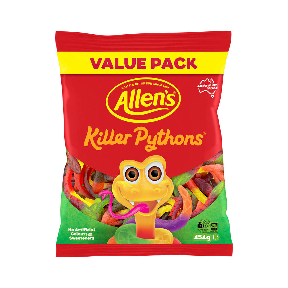 Allen's Python Berry Allen’s Killer Pythons – Giant Fruity Gummy Snakes (454g) – Australian ...